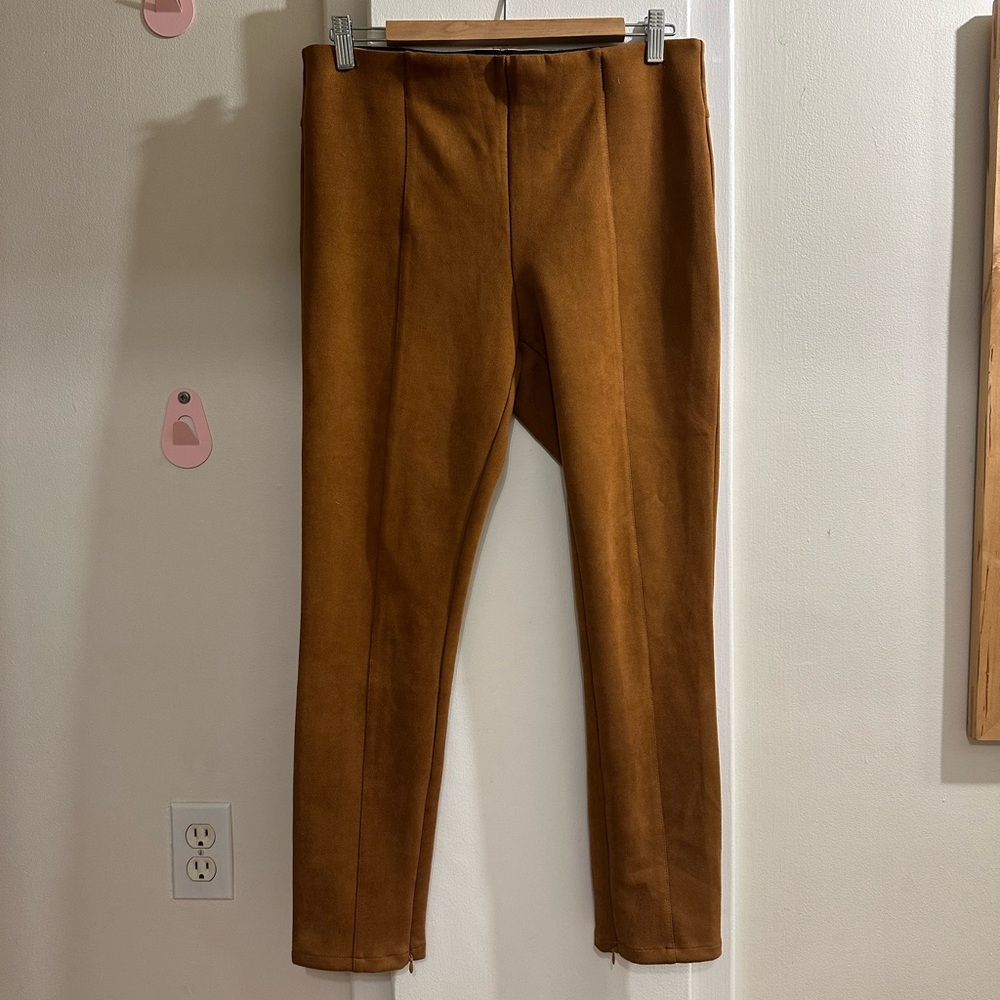 Anthropologie by Anthropologie Faux Suede Tan Legging Pants Women’s Size 32